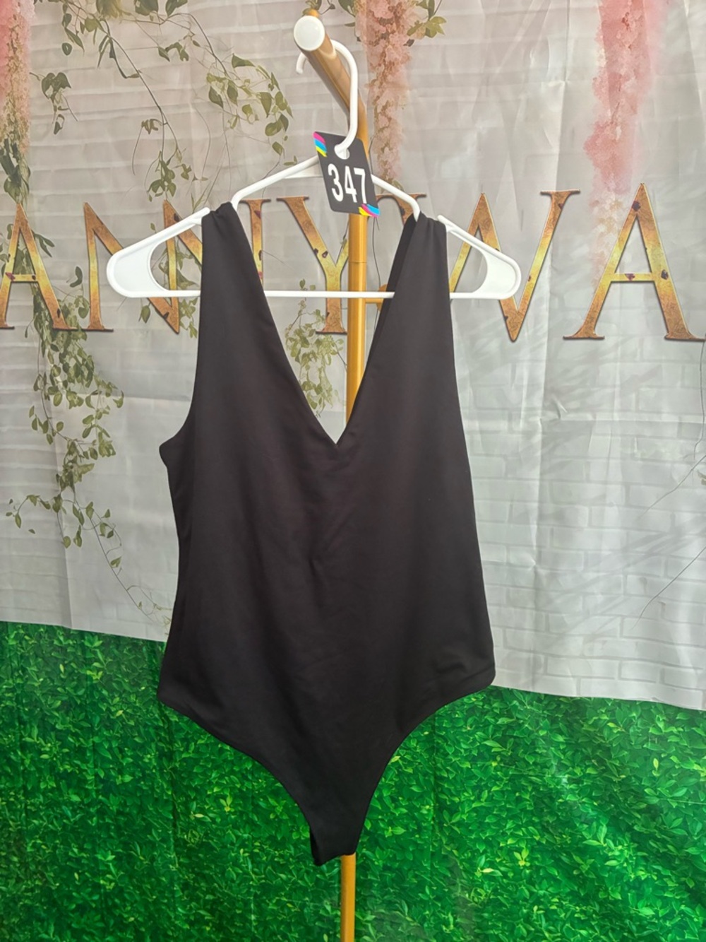 #347 Vuori Black V-Neck Bodysuit Athletic PTP 17
